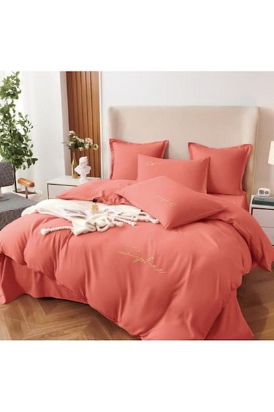 OEM Bed Linen Set, Uni, Finet, 2 Persons, 6 Pieces, 230x245cm, Coral