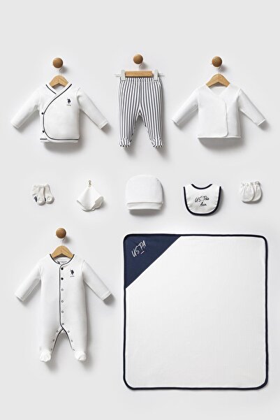 U.S. Polo Assn. U.S. Polo Assn. Beyaz %100 Pamuklu Yenidoğan Erkek Bebek 10 P...