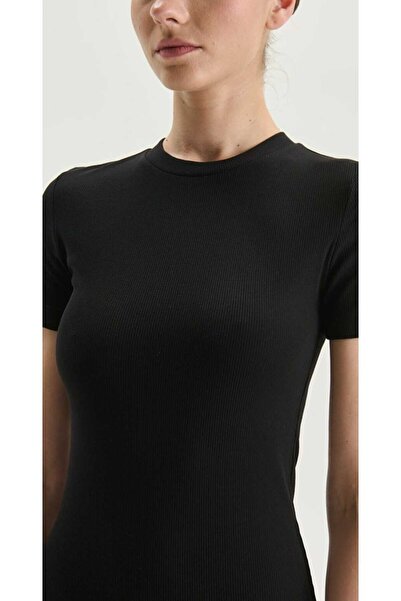 LC Waikiki LCW Vision Siyah Bisiklet Yaka Bodycon Elbise