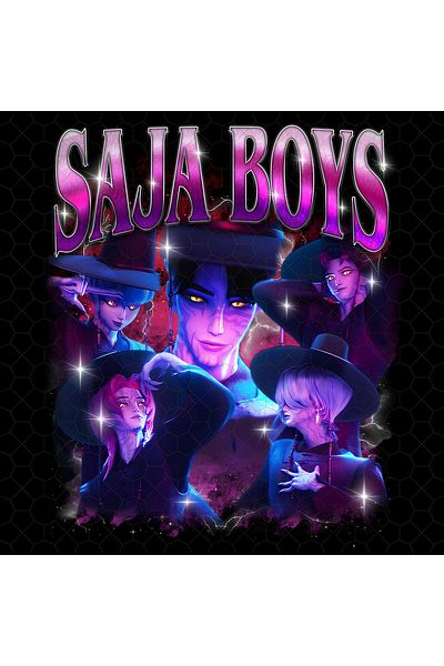 fame-stoned K-Pop Demon Hunters – Saja Boys Printed Unisex 100% βαμβακερό μαύρο μπλουζάκι
