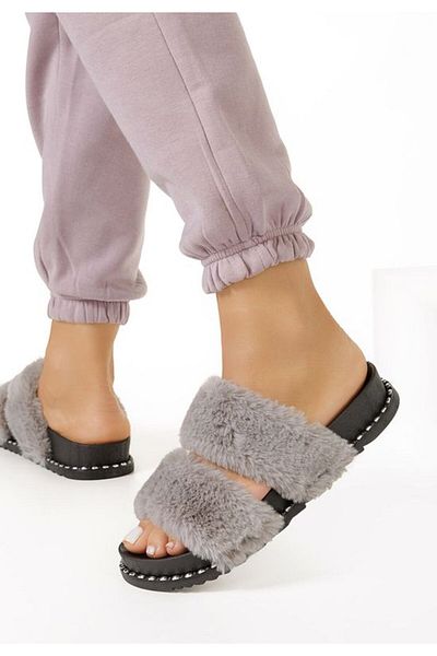 B T Shoes Papuci cu blanita Kaila Gri