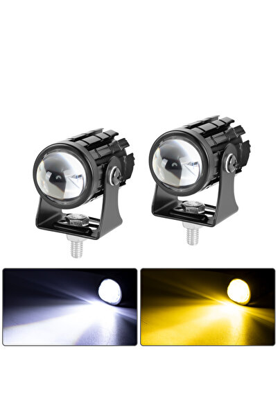 Choice5 2pcs White Yellow Motorcycle Mini Driving Light Headlight Universal D...