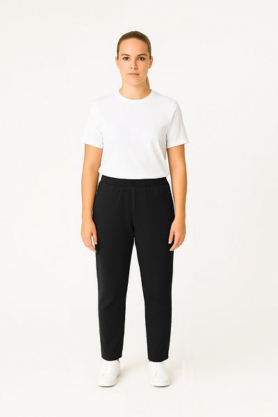 Cottonland Pantaloni de sport pentru femei DAFNI, cu croiala normală, de toamnă, din bumbac, fără șardons, cu trei fire, NEGRI