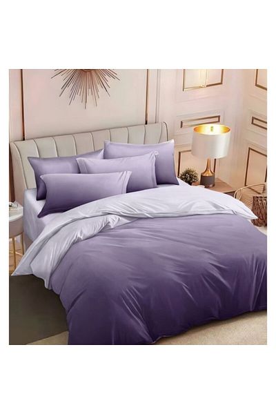 OEM Double Bed Linen, Two Faces, Gradient Print, 6 Pieces, 2 Persons, 180x200cm, Satin Finish, Purple