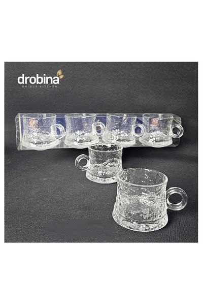 drobina طقم فناجين اسبريسو زجاج كريستال 4 حبة شفاف من دروبينا