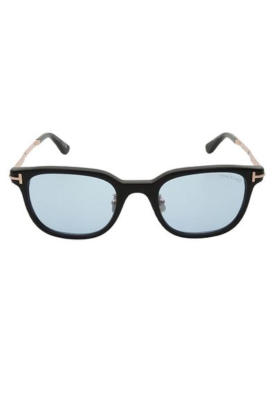 Tom Ford Unisex Sunglasses Tf1233-D 01V 52-22, Black Rectangular Frame, Blue Lens