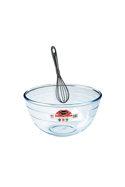 OCUİSİNE FRANCE Ôcuisine Mixing Bowl 3.0L Borosilicate Glass+Free Metaltex Rapid 8-Wire Egg Whisk 29cm | Kitchen Set