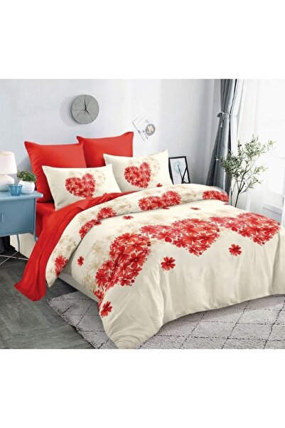 OEM Bed Linen, Finet, 6 Pieces, 2 People, 230x250cm, Floral Heart Print, Multicolor