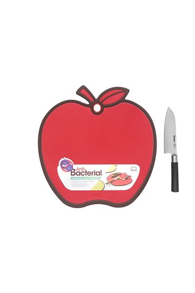 locknlock Anti-Bacterial Cutting Board Apple Red + Free 29cm Metaltex Chef’s Knife