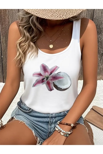 FUFLUNS TRICOU DE DAMĂ CU IMPRIMEU COCONAT