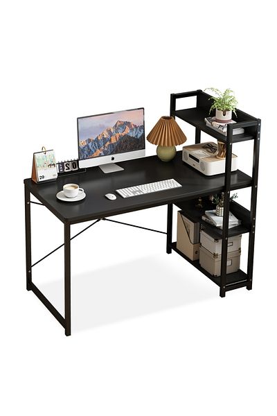 Sheinhome Computer Table with 4 Tier Shelves for Home Office,Study, or Gaming,Modern Writing Desk Table