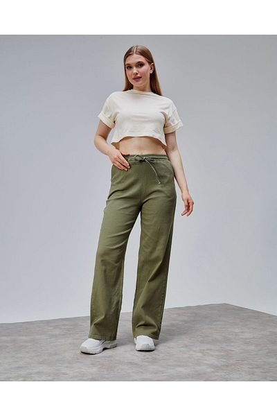 Butik Khaki Elastic Waist Pants