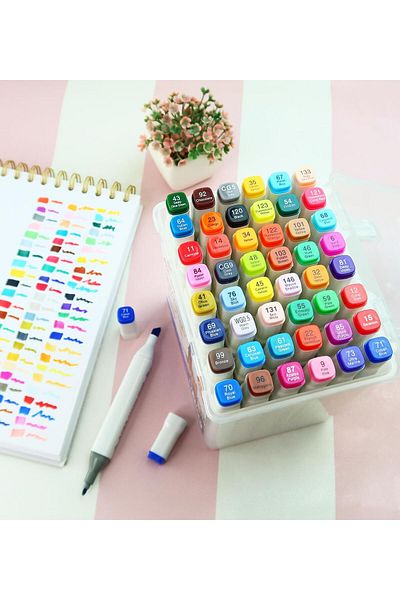Gift Moda Bam Double Sided 48 Piece Marker Pen Set – Carrying Box