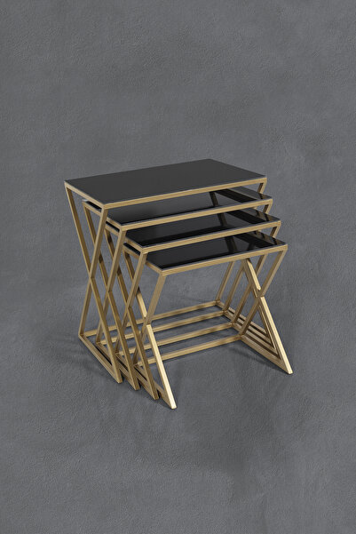 Veys Sehpa SİYAH CAM - KARTEL 4 LÜ ZİGON SEHPA