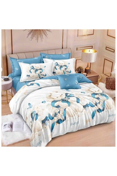 OEM Double bed sheet set, reversible/elastic, 6 pieces, teddy bear, , 180x200cm, Finet Sat