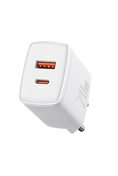 Baseus Compact 20W Quick Charger (USB-C + USB-A), PD 3.0, White