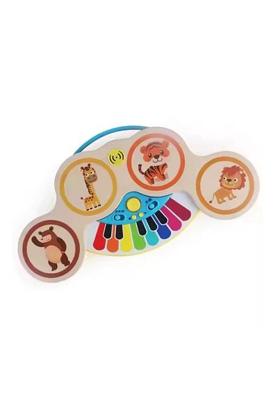 divendi-ro Pian și tobe din lemn, 2 în 1, Magic Touch, cu sunete și lumini, multicolore