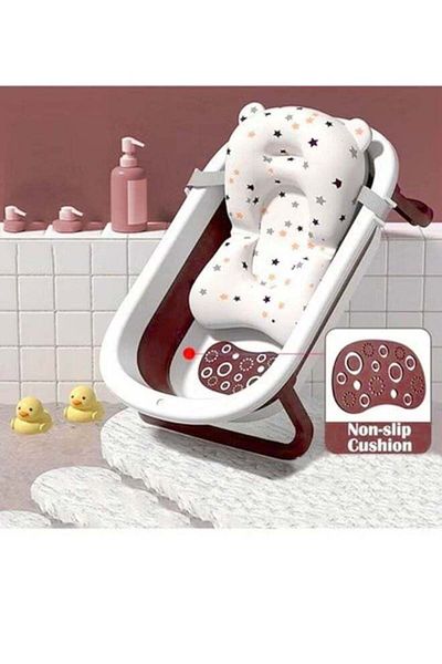 Lumely Foldable Infant Bath Tub with Soft Cushion and Temperature Display, Shower Basin for Newborn,Infant