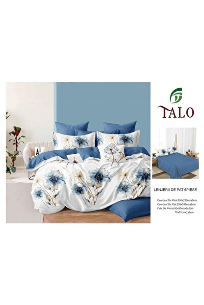 OEM Set pat dublu, cearșaf reversibil, 6 piese, păpădie și floral, 2 persoane, 230x245cm, Finet,