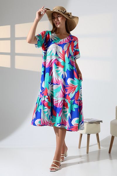 LİKAPA Li̇kapashop Viscosse Ruffle Large Size Dress