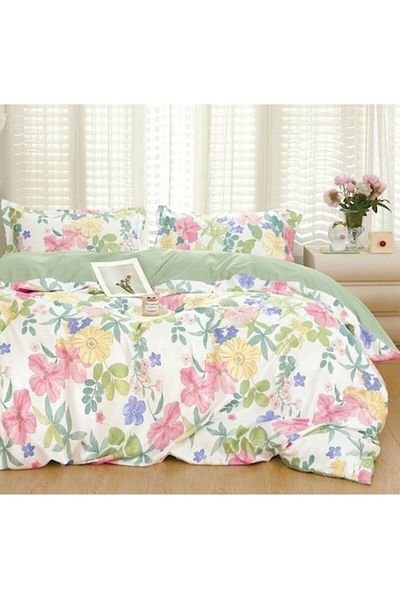 OEM Pastel Floral Bedding Set, 4 Pieces, Single, 155x220cm, Satinated Finet
