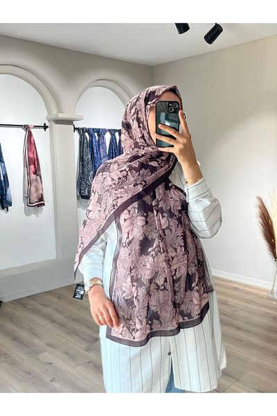 Merwiss Viena Silk Crepe Brown Shawl