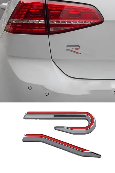 MeyZone Yeni Golf 8 R Yazısı Bagaj Logo Arması Sticker Amblem Kırmızı Gri