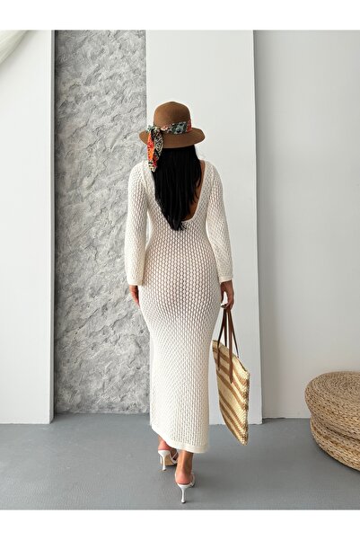 Lovely butik Long Dress with Buckle Detail Open Knitting