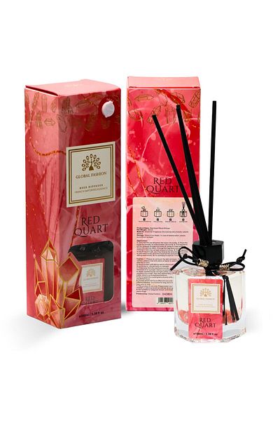 global fashion Luxury Reed Diffuser 100ml – French Essence, Long-Lasting Scent, Eco Home Decor Gift (Red Quartz)
