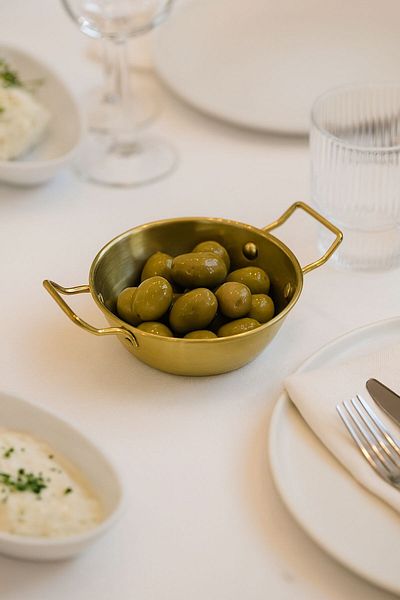 Arma House Gold Color 12 cm Metal Olive Bowl and Presentation Bowl |   Single Stylish Appetizer Plate Serving Container