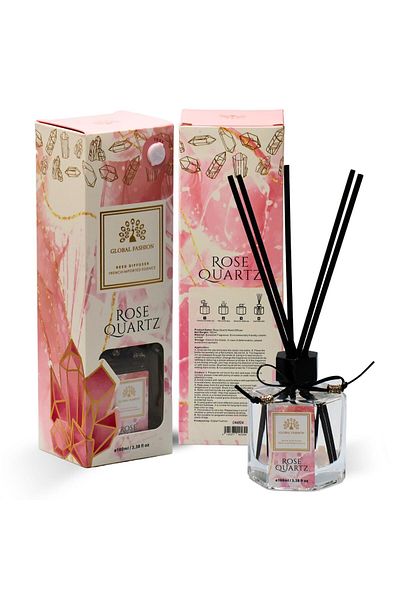 global fashion Luxury Reed Diffuser 100ml – French Essence, Long-Lasting Scent, Eco Home Decor Gift (Rose Quartz)