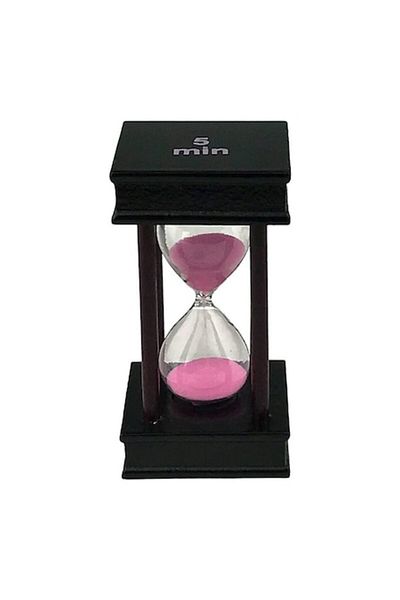 OEM Clepsidra din lemn cu scris 5 minute, 6x11 cm, negru-roz