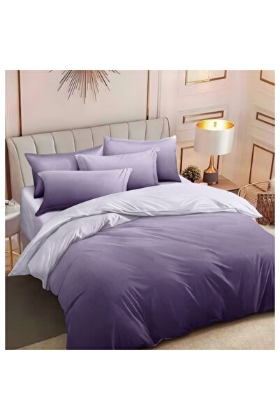 OEM Double Bed Linen, Two-Sided Print, 6 Pieces, 2 Persons, 180x200cm, Fine Satin, Purple