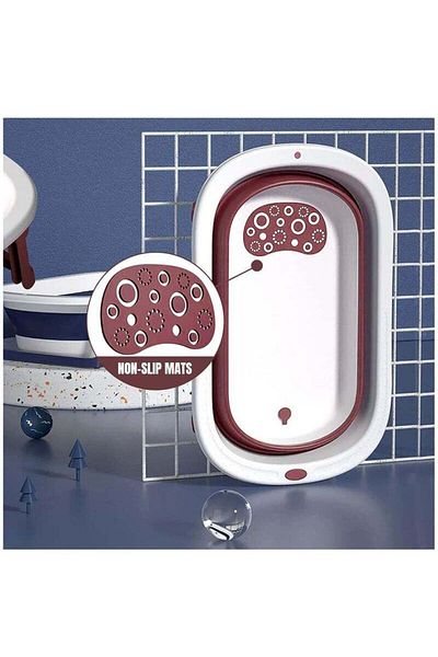 Lumely Foldable Infant Bath Tub with Soft Cushion and Temperature Display, Shower Basin for Newborn,Infant