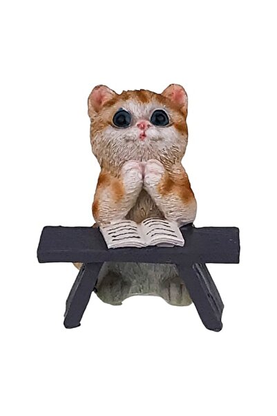 OEM Figurină decorativă din rășină reprezentând o pisică la birou, 9x10 cm, m...