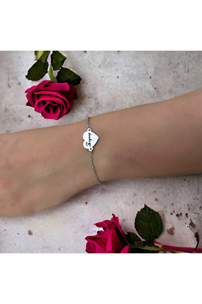 ARCHINO GOLD Zeynep İsmine Özel Zincirli Kalp Motifli 925 Ayar Gümüş Plakalı ...