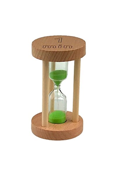 OEM Clepsidră din lemn 1 minut, 5x9 cm, verde-maro