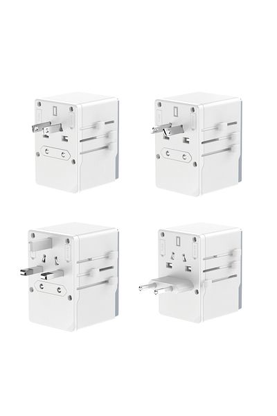 DUDAO Uniwersalana ładowarka adapter podróżny 65W EU / US / JP / AUS / UK 2x USB-C 2x USB-A - biały