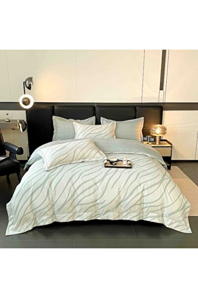 OEM Lenjerie de pat de lux, bumbac fin, 6 piese, pat dublu, 180x200cm, ondulat