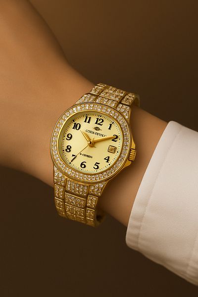Goldpower Luxury Metal Stone Unisex Wristwatch with Lanyard Calendar