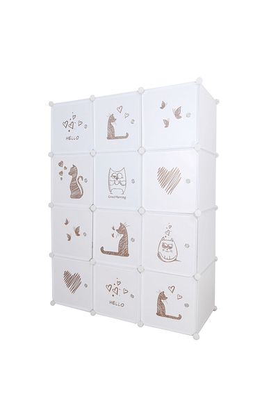 Decorer Modular wardrobe for children white brown Kitaro 107x47x142 cm