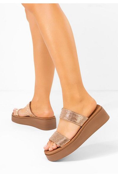 B T Shoes Papuci cu platformă Keery champagne