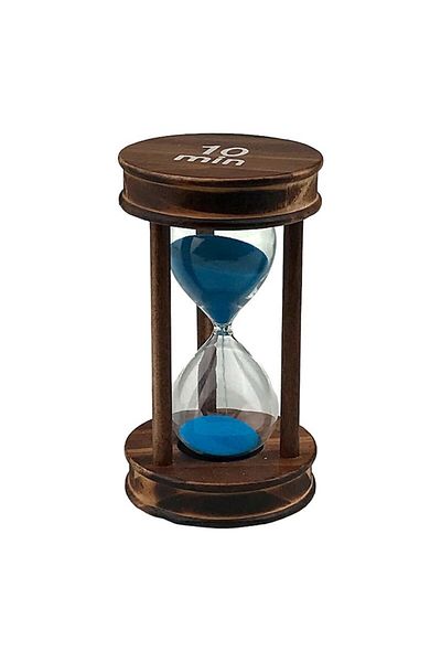 OEM Clepsidra din lemn ars cu scris 10 minute, 8x14 cm, maro-albastru