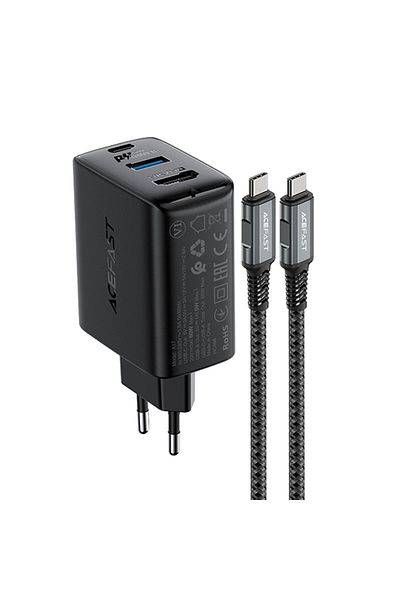 Acefast Încărcător de perete 2 în 1 cu cablu USB-C + adaptor USB-C - HDMI 4K negru