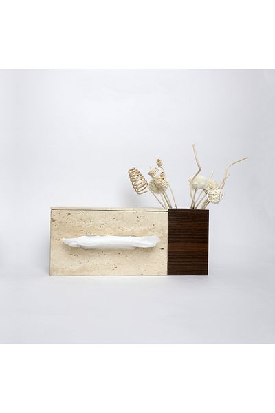 ranwa Natural Marble Tissue Box with Vase by
