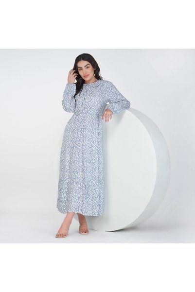 LINELLE Rayon Floral Print Maxi Dress - Peter Pan Collar Neck, Available in 3...