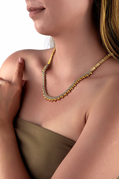 innuendo jewelery قلادة إيقاعية من الحجر الذهبي اللون