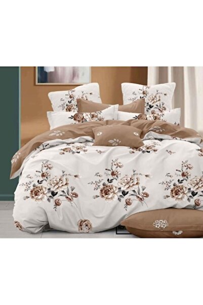 OEM Set lenjerie de pat dublu, cearșaf reversibil, 6 piese, buchet de bujori, 230x245cm, Finet, W