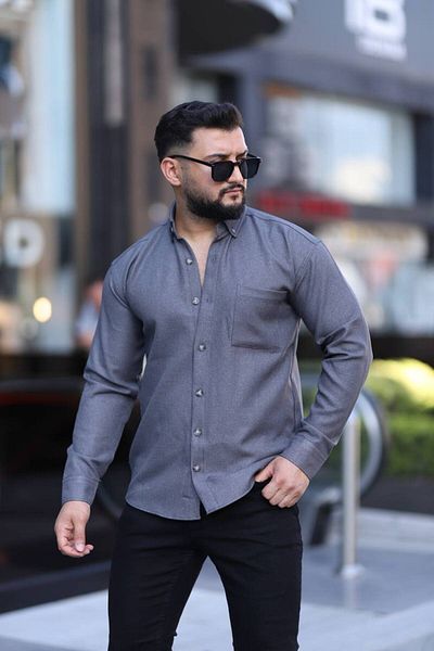 Klothy Men's Winter Single Pocket Shirt 2506