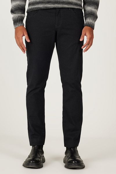 AC&Co / Altınyıldız Classics Pantaloni elastici cu model, antracit, slim fit, cu 5 buzunare